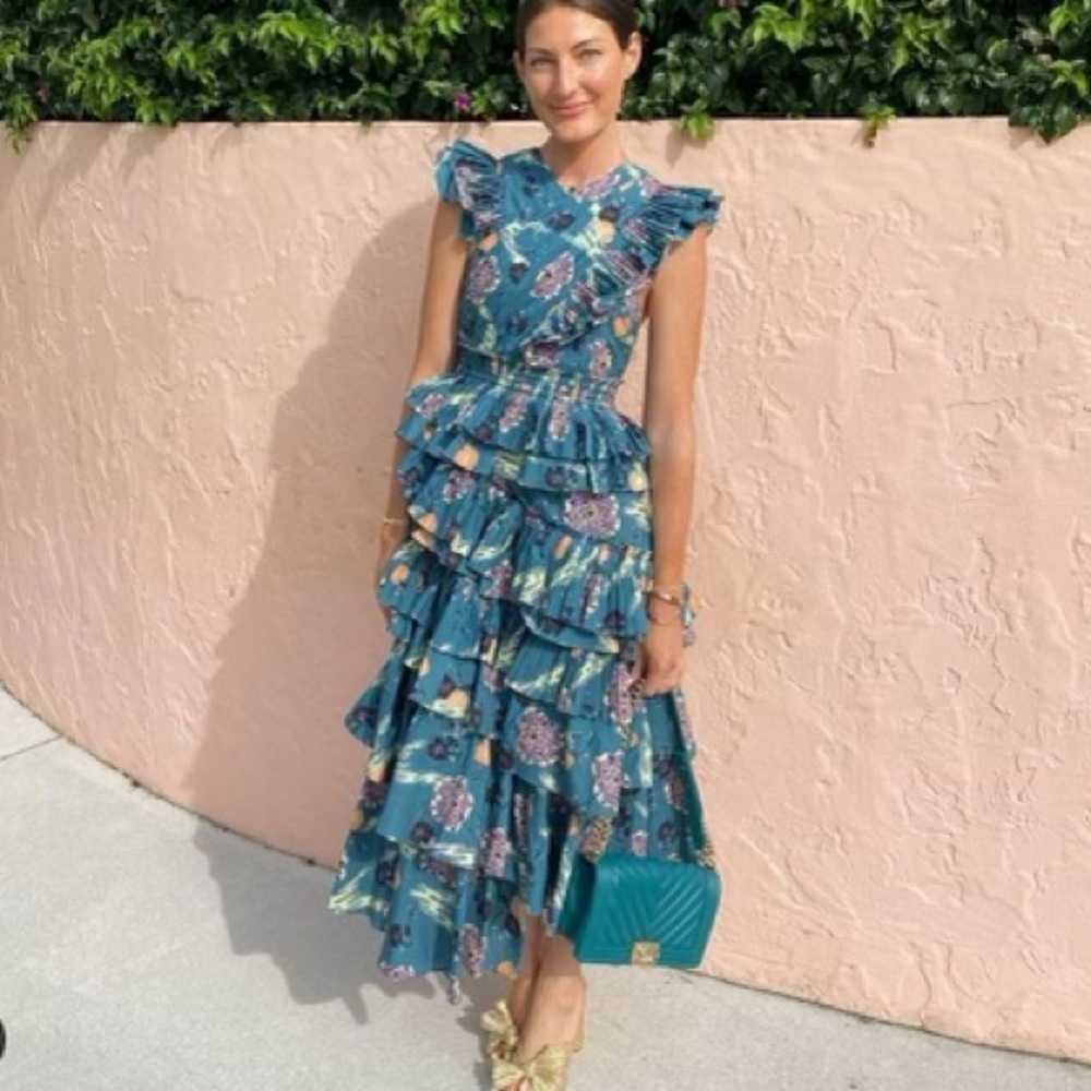 Ulla Johnson Aurore Dress in Teal River Print